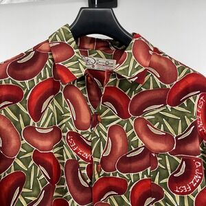 Bayou Wear Shirt Jazz Fest New Orleans Mens XL Red Beans AOP Button Festtive